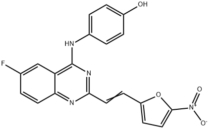 4-({6-Fluoro-2-[2-(5-nitro-2-furyl)vinyl]-4-quinazolinyl}amino)phenol Struktur