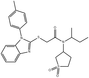 Acetamide, 2-[[1-(4-methylphenyl)-1H-benzimidazol-2-yl]thio]-N-(1-methylpropyl)-N-(tetrahydro-1,1-dioxido-3-thienyl)- Struktur