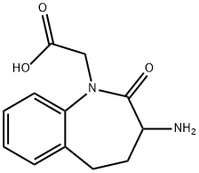 1H-1-Benzazepine-1-acetic acid, 3-amino-2,3,4,5-tetrahydro-2-oxo- Struktur