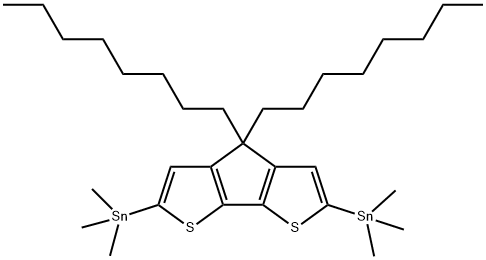 Stannane, 1,1'-(4,4-dioctyl-4H-cyclopenta[2,1-b:3,4-b']dithiophene-2,6-diyl)bis[1,1,1-trimethyl- Struktur