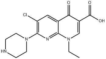 1,8-Naphthyridine-3-carboxylic acid, 6-chloro-1-ethyl-1,4-dihydro-4-oxo-7-(1-piperazinyl)- Struktur