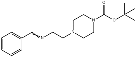 1-Piperazinecarboxylic acid, 4-[2-[(phenylmethylene)amino]ethyl]-, 1,1-dimethylethyl ester Struktur