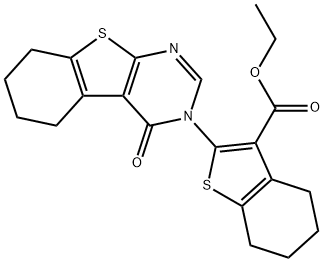 ethyl 2-(4-oxo-5,6,7,8-tetrahydro-[1]benzothiolo[2,3-d]pyrimidin-3-yl)-4,5,6,7-tetrahydro-1-benzothiophene-3-carboxylate Struktur