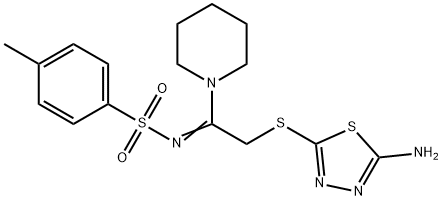 (NZ)-N-[2-[(5-amino-1,3,4-thiadiazol-2-yl)sulfanyl]-1-piperidin-1-ylethylidene]-4-methylbenzenesulfonamide Struktur