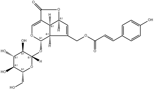 10-O-Coumaroyl-10-O-deacetylasperuloside Struktur