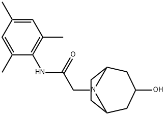 8-Azabicyclo[3.2.1]octane-8-acetamide, 3-hydroxy-N-(2,4,6-trimethylphenyl)- Struktur