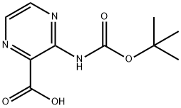 2-Pyrazinecarboxylic acid, 3-[[(1,1-dimethylethoxy)carbonyl]amino]- Struktur