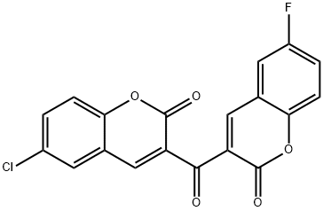 6-chloro-3-(6-fluoro-2-oxo-2H-chromene-3-carbonyl)-2H-chromen-2-one Struktur