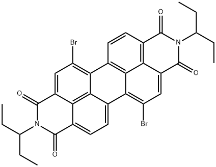 Anthra[2,1,9-def:6,5,10-d'e'f']diisoquinoline-1,3,8,10(2H,9H)-tetrone, 5,12-dibromo-2,9-bis(1-ethylpropyl)- Struktur