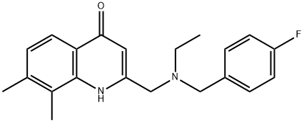 2-[[Ethyl[(4-fluorophenyl)methyl]amino]methyl]-7,8-dimethyl-4(1H)-quinolinone Struktur