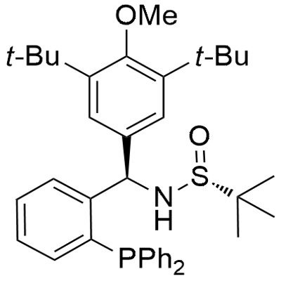 [S(R)]-N-[(R)-[3,5-Bis(1,1-dimethylethyl)-4-methoxyphenyl][2-(diphenylphosphino)phenyl]methyl]-2-methyl-2-propanesulfinamide Struktur