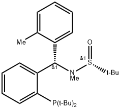 [S(R)]-N-[(S)-[2-(Di-tert-butylphosphanyl)(2-methylphenyl)phenyl]methyl]-N,2-dimethyl-2-propanesulfinamide Struktur