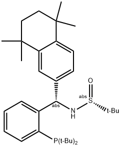 [S(R)]-N-((S)-(2-(Di-tert-butylphosphino)phenyl)(5,6,7,8-tetrahydro-5,5,8,8-tetramethyl-2-naphthalenyl)methyl]-2-methyl-2-propanesulfinamide Struktur