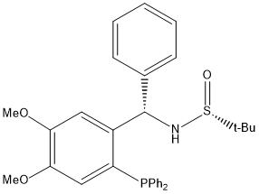 [S(R)]-N-[(S)-[2-(Diphenylphosphino)-4,5-dimethoxyphenyl)](4-phenyl)methyl]-2-methyl-2-propanesulfinamide Struktur