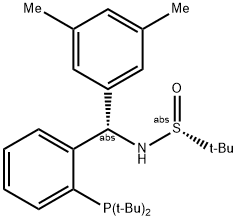 [S(R)]-N-[(S)-3,5-Dimethylphenyl)[2-(di-tert-butylphosphino)phenyl]methyl]-2-methyl-2-propanesulfinamide Struktur