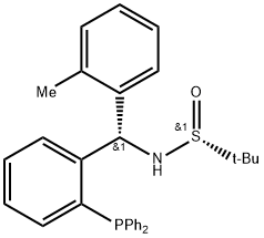 S(R)]-N-[(S)-(2-Methylphenyl)[2-(diphenylphosphino)phenyl]methyl]-2-methyl-2-propanesulfinamide Struktur