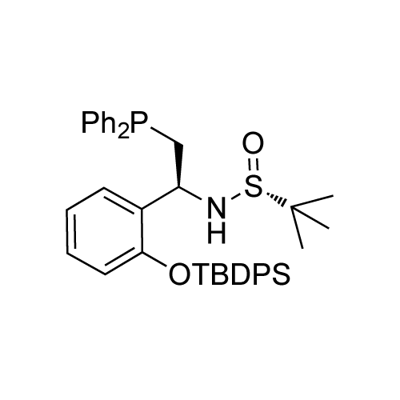 2-Propanesulfinamide, N-[(1S)-1-[2-[[(1,1-dimethylethyl)diphenylsilyl]oxy]phenyl]-2-(diphenylphosphino)ethyl]-2-methyl-, [S(R)]- Struktur