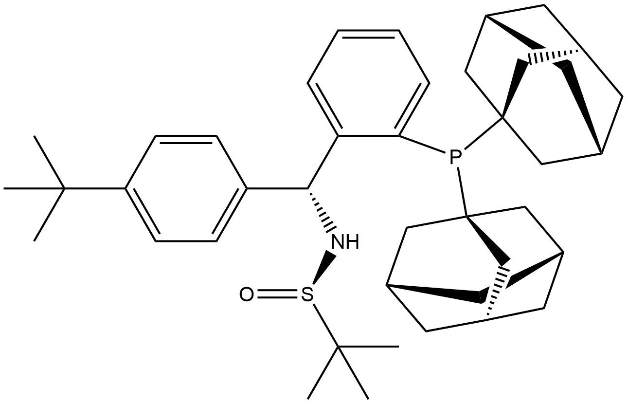 [S(R)]-N-[(R)-(4-(tert-Butyl)phenyl)[2-(Diadamantanphosphino)phenyl]methyl]-2-methyl-2-propanesulfinamide Struktur