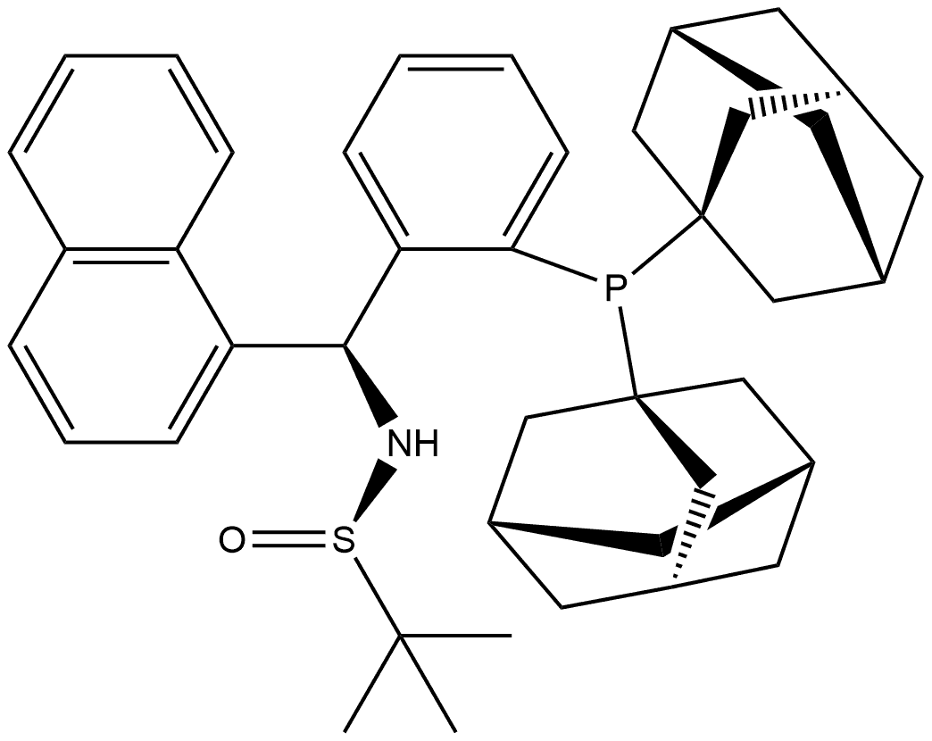 [S(R)]-N-[(S)-[2-(Diadamantanphosphino)phenyl]-1-naphthalenylmethyl]-2-methyl-2-propanesulfinamide Struktur