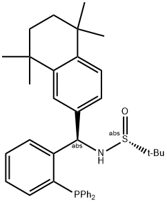 S(R)]-N-[(R)-[2-(Diphenylphosphino)phenyl](5,6,7,8-tetrahydro-5,5,8,8-tetramethyl-2-naphthalenyl)methyl]-2-methyl-2-propanesulfinamide Struktur