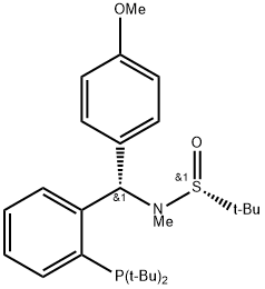 [S(R)]-N-[(S)-(4-Methoxyphenyl)[2-(di-tert-butylphosphino)phenyl]methyl]-N,2-dimethyl-2-propanesulfinamide Struktur