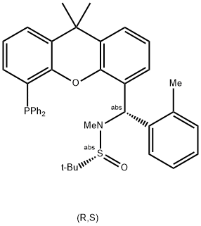 [S(R)]-N-[(S)-(2-methylphenyl)[5-(diphenylphosphino)-9,9-dimethyl-9H-xanthen-4-yl]methyl]-N,2-dimethyl-2-propanesulfinamide Struktur