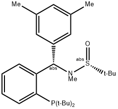 [S(R)]-N-[(S)-3,5-Dimethylphenyl)[2-(di-tert-butylphosphino)phenyl]methyl]-N,2-dimethyl-2-propanesulfinamide Struktur