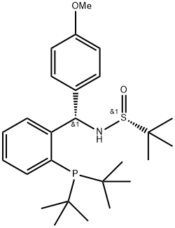 [S(R)]-N-[(S)-(4-Methoxyphenyl)[2-(di-tert-butylphosphino)phenyl]methyl]-2-methyl-2-propanesulfinamide Struktur