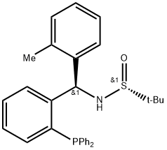 S(R)]-N-[(R)-(2-Methylphenyl)[2-(diphenylphosphino)phenyl]methyl]-2-methyl-2-propanesulfinamide Struktur