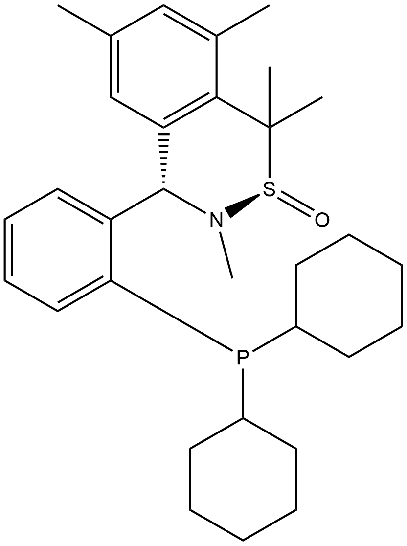 S(R)]-N-[(S)-(3,5-Dimethylphenyl)[2-(dicyclohexylphosphino)phenyl]methyl]-N,2-dimethyl-2-propanesulfinamide Struktur