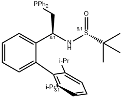 2-Propanesulfinamide, N-[(1S)-1-[2',6'-bis(1-methylethyl)[1,1'-biphenyl]-2-yl]-2-(diphenylphosphino)ethyl]-2-methyl-, [S(R)]- Struktur