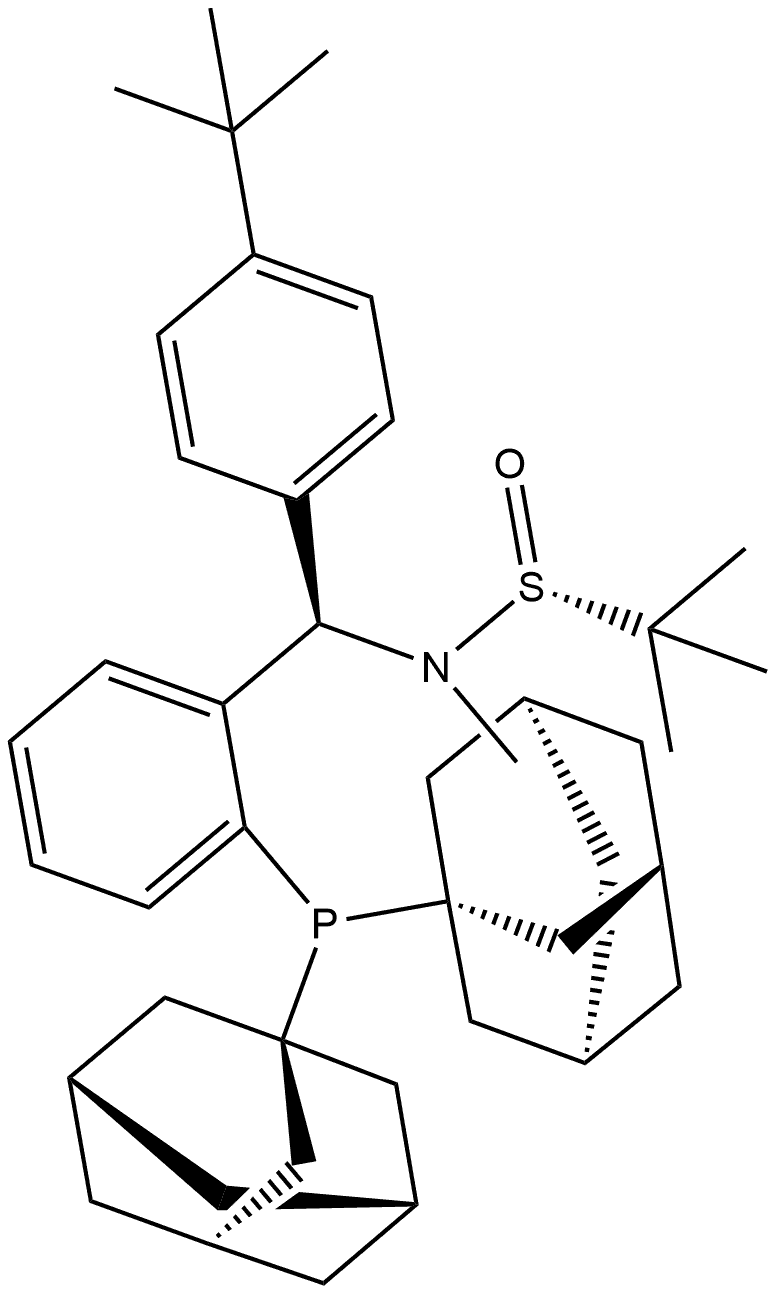 [S(R)]-N-[(R)-(4-(tert-Butyl)phenyl)[2-(Diadamantanphosphino)phenyl]methyl]-N,2-dimethyl-2-propanesulfinamide Struktur