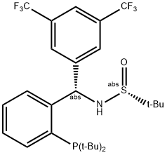 [S(R)]-N-[(S)-3,5-Bis(trifluoromethyl)phenyl)[2-(di-tert-butylphosphino)phenyl]methyl]-2-methyl-2-propanesulfinamide Struktur