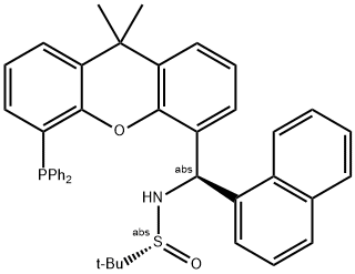 [S(R)]-N-[(R)-(1-Naphthalenyl)[5-(diphenylphosphino)-9,9-dimethyl-9H-xanthen-4-yl]methyl]-2-methyl-2-propanesulfinamide Struktur