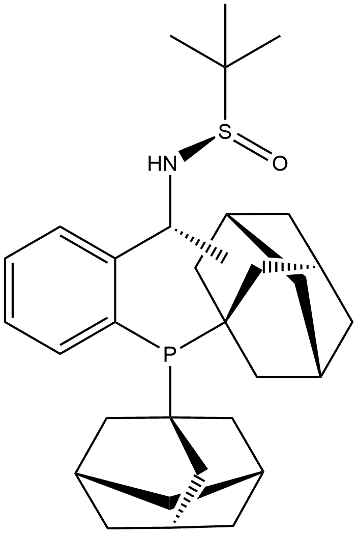 [S(R)]-N-[(R)-1-[2-(Diadamantanphosphino)phenyl]ethyl]-2-methyl-2-propanesulfinamide Struktur