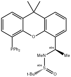 [S(R)]-N-[(R)-1-[5-(Diphenylphosphino)-9,9-dimethyl-9H-xanthen-4-yl]ethyl]-N,2-dimethyl-2-propanesulfinamide Struktur