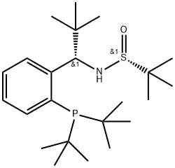 [S(R)]-N-[(1S)-1-[2-(Di-tert-butylphosphanyl)phenyl]-2,2-dimethylpropyl]-2-methyl-2-propanesulfinamide Struktur