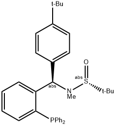 S(R)]-N-[(R)-(4-(tert-Butyl)phenyl)[2-(diphenylphosphino)phenyl]methyl]-N,2-dimethyl-2-propanesulfinamide Struktur