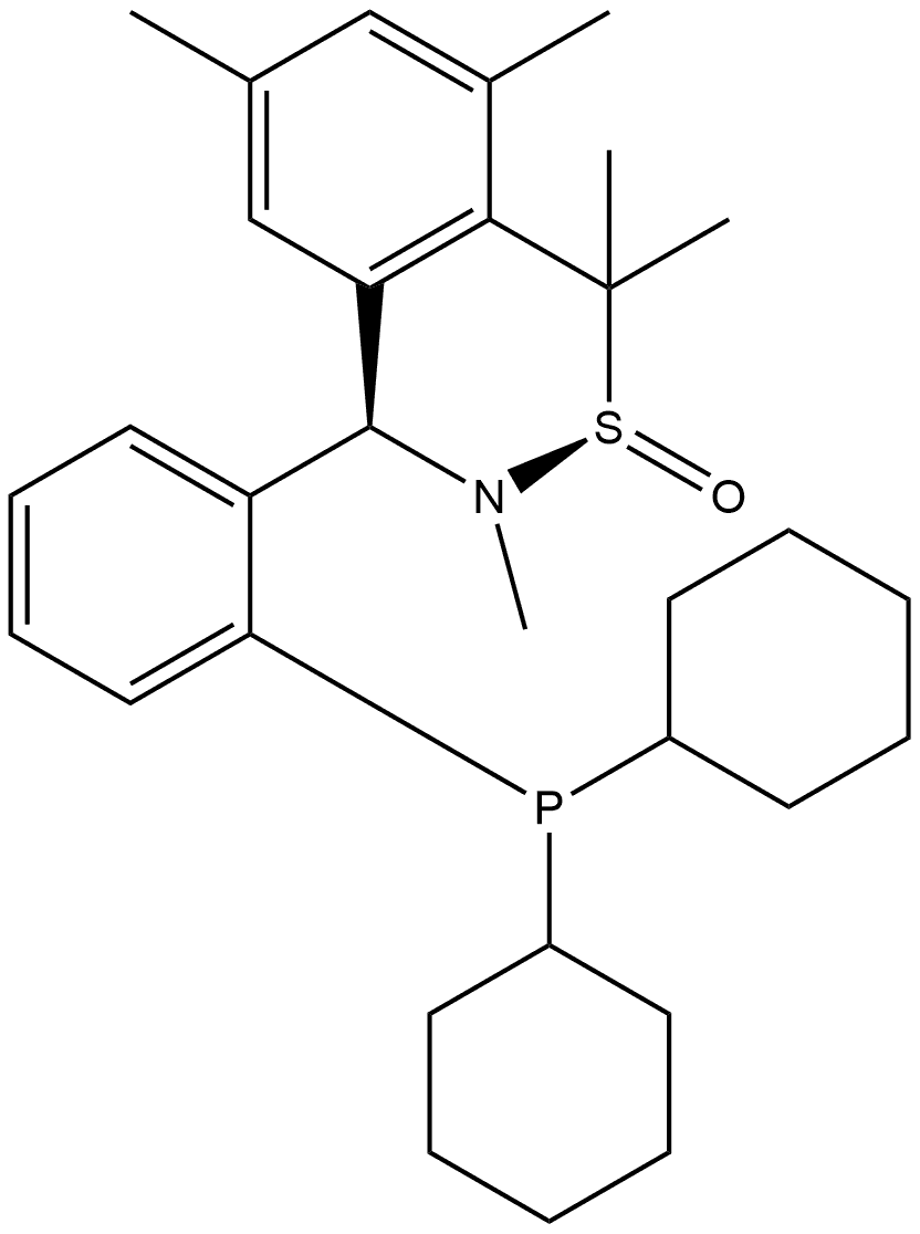 S(R)]-N-[(R)-(3,5-Dimethylphenyl)[2-(dicyclohexylphosphino)phenyl]methyl]-N,2-dimethyl-2-propanesulfinamide Struktur