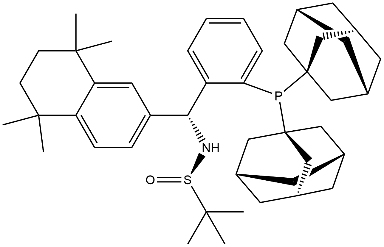 [S(R)]-N-((R)-(2-(Diadamantanphosphino)phenyl)(5,6,7,8-tetrahydro-5,5,8,8-tetramethyl-2-naphthalenyl)methyl]-2-methyl-2-propanesulfinamide Struktur