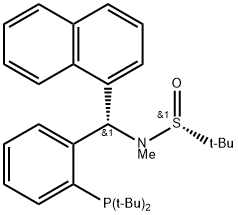 [S(R)]-N-[(S)-2-(Di-tert-butylphosphino)phenyl]-1-naphthalenylmethyl]-N,2-dimethyl-2-propanesulfinamide Struktur