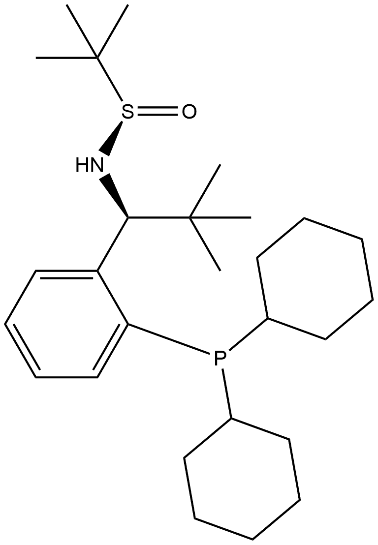 [S(R)]-N-[(1S)-1-[2-(Dicyclohexylphosphanyl)phenyl]-2,2-dimethylpropyl]-2-methyl-2-propanesulfinamide Struktur