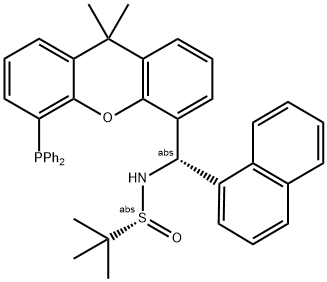 [S(R)]-N-[(S)-(1-naphthalenyl)[5-(diphenylphosphino)-9,9-dimethyl-9H-xanthen-4-yl]methyl]-2-methyl-2-propanesulfinamide Struktur