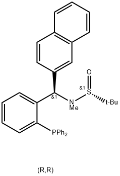 S(R)]-N-[(R)-[2-(Diphenylphosphino)phenyl](2-naphthalenyl)methyl]-N,2-dimethyl-2-propanesulfinamide Struktur