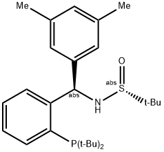 [S(R)]-N-[(R)-3,5-Dimethylphenyl)[2-(di-tert-butylphosphino)phenyl]methyl]-2-methyl-2-propanesulfinamide Struktur