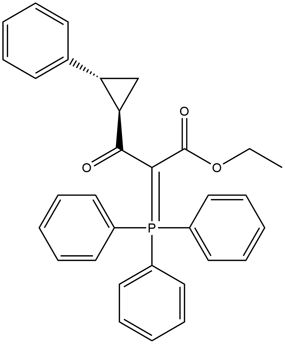 Cyclopropanepropanoic acid, β-oxo-2-phenyl-α-(triphenylphosphoranylidene)-, ethyl ester, trans- (9CI) Struktur