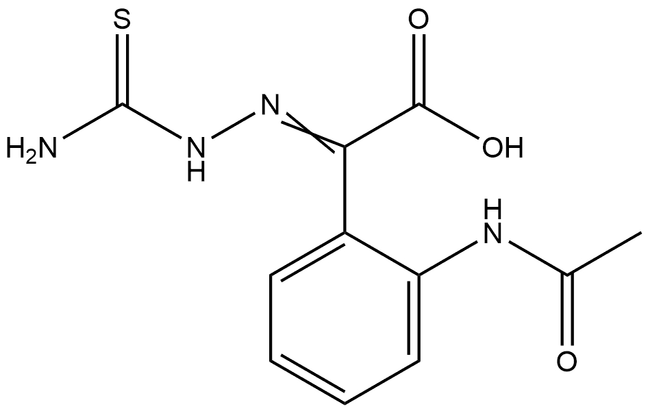 Benzeneacetic acid, 2-(acetylamino)-α-[2-(aminothioxomethyl)hydrazinylidene]- Struktur