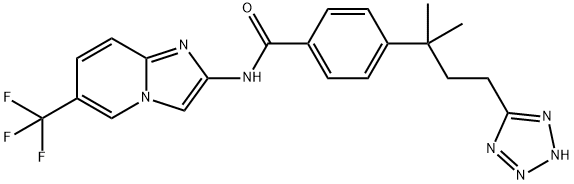 Benzamide, 4-[1,1-dimethyl-3-(2H-tetrazol-5-yl)propyl]-N-[6-(trifluoromethyl)imidazo[1,2-a]pyridin-2-yl]- Struktur