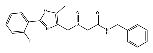 Acetamide, 2-[[[2-(2-fluorophenyl)-5-methyl-4-oxazolyl]methyl]sulfinyl]-N-(phenylmethyl)- Struktur