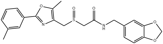 Acetamide, N-(1,3-benzodioxol-5-ylmethyl)-2-[[[5-methyl-2-(3-methylphenyl)-4-oxazolyl]methyl]sulfinyl]- Struktur